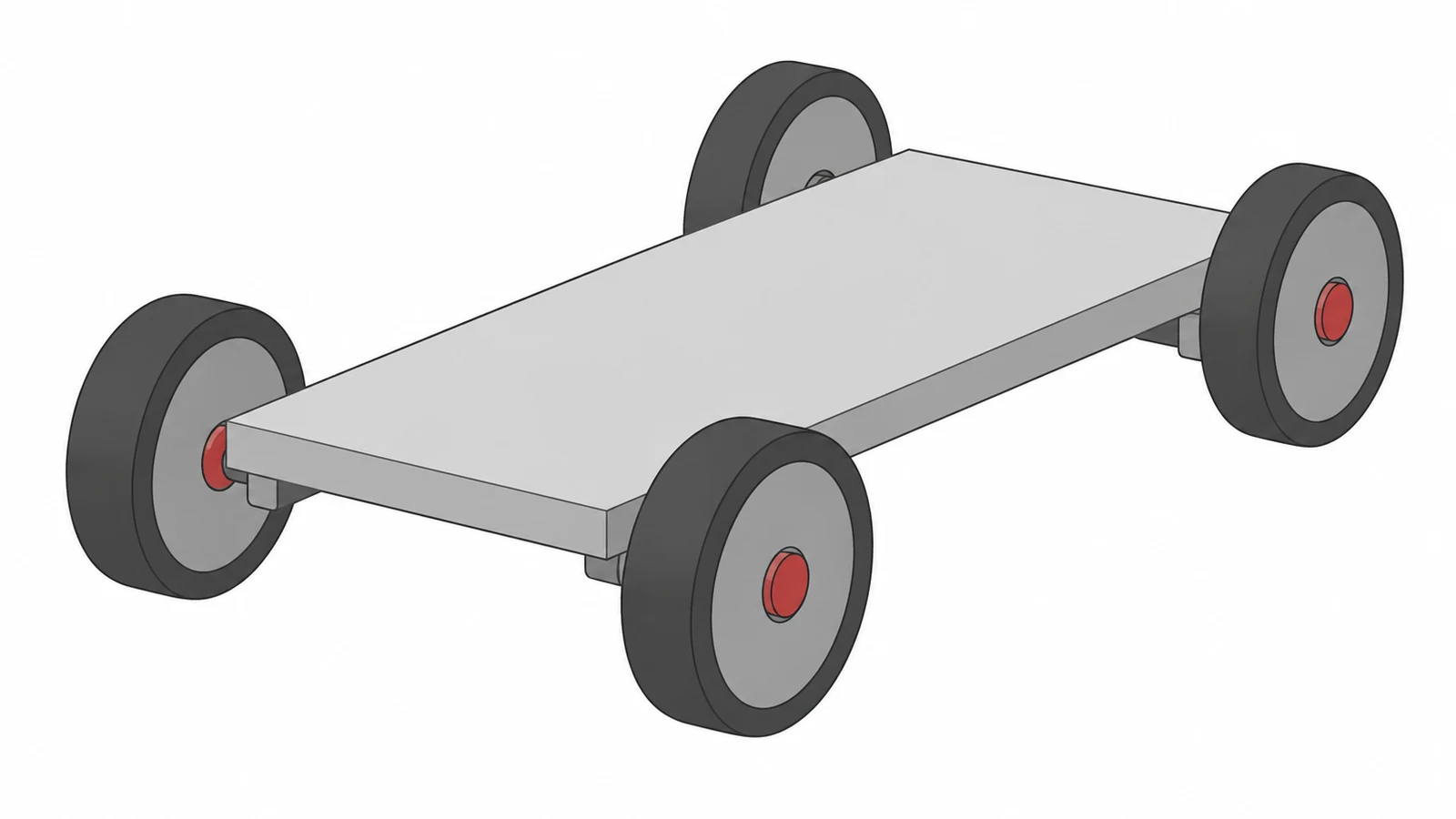 板と4つの車輪からなる簡単な台車の挿絵