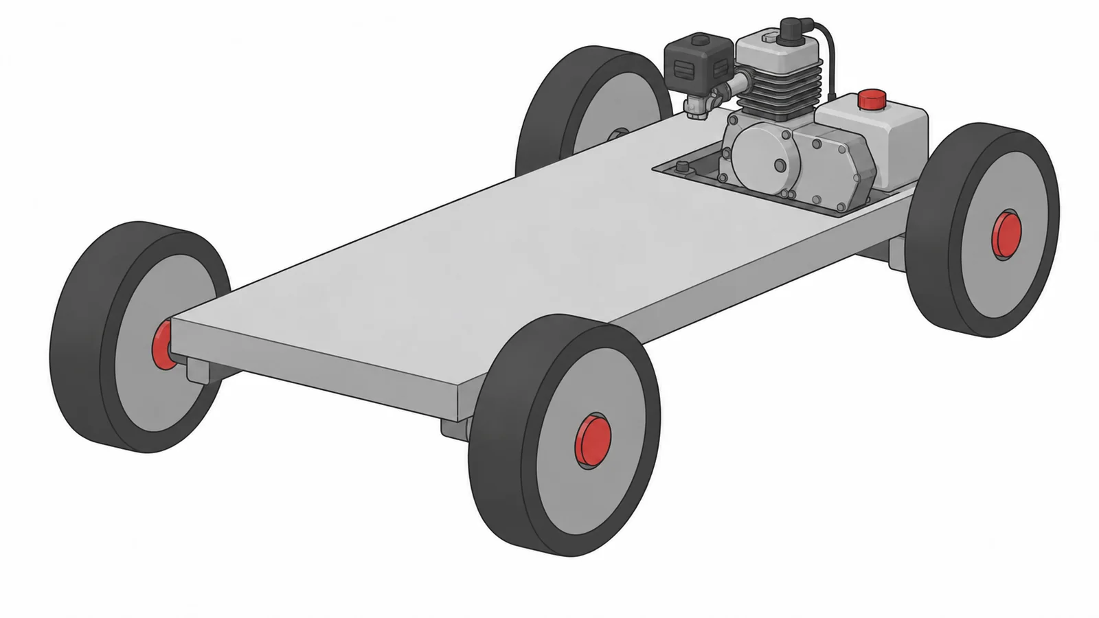 小型エンジンと燃料タンクを備えた車台の挿絵