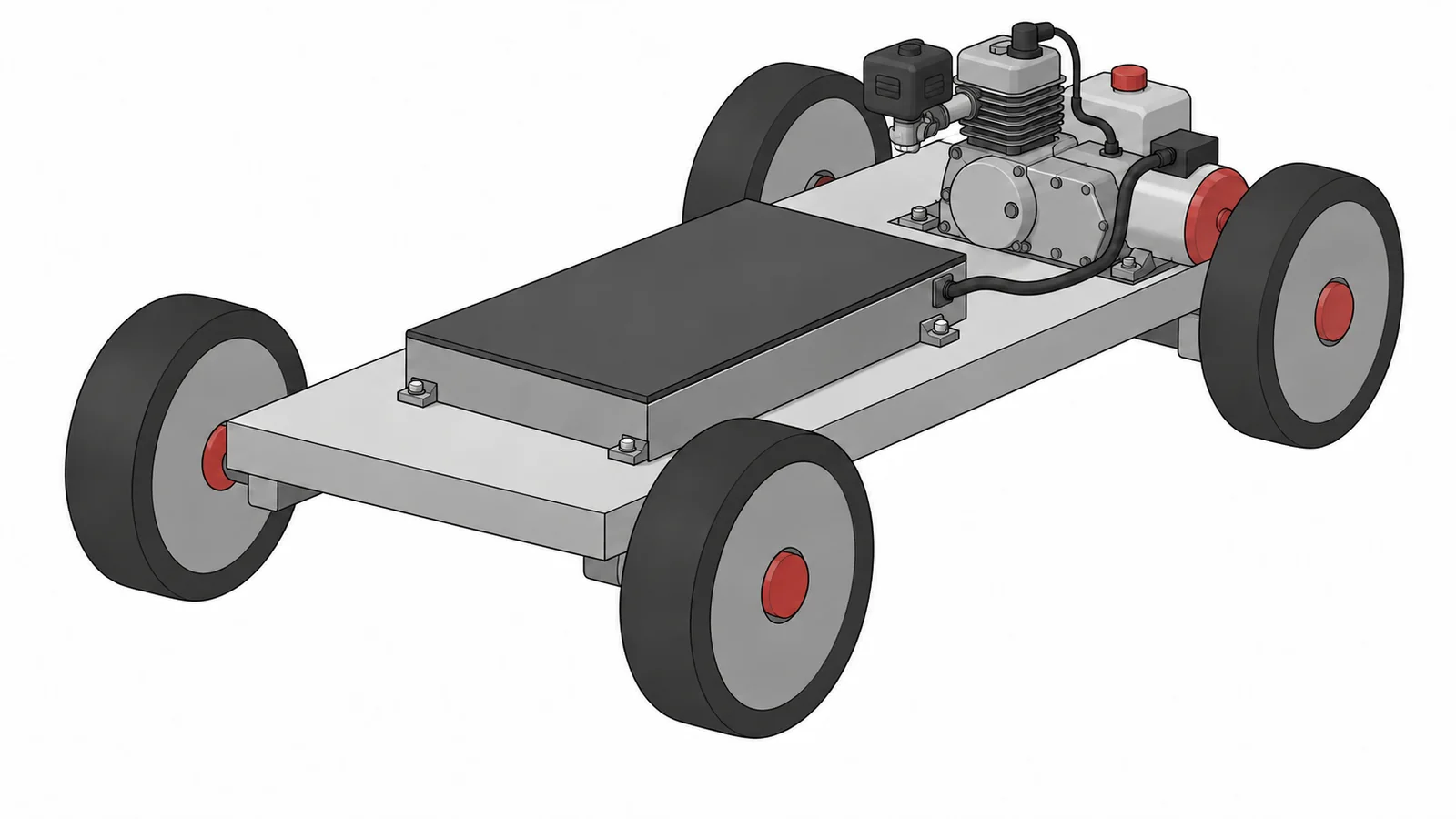 エンジンとモーターと蓄電池を組み合わせた車台の挿絵