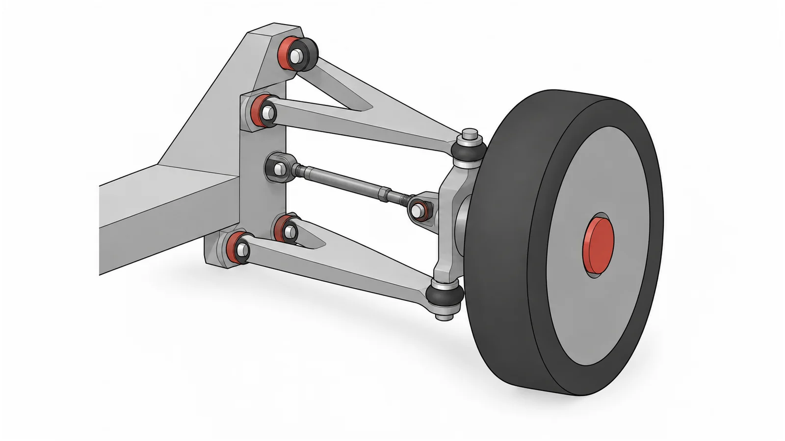 上下アーム、ナックル、タイロッドで支持した車輪の挿絵