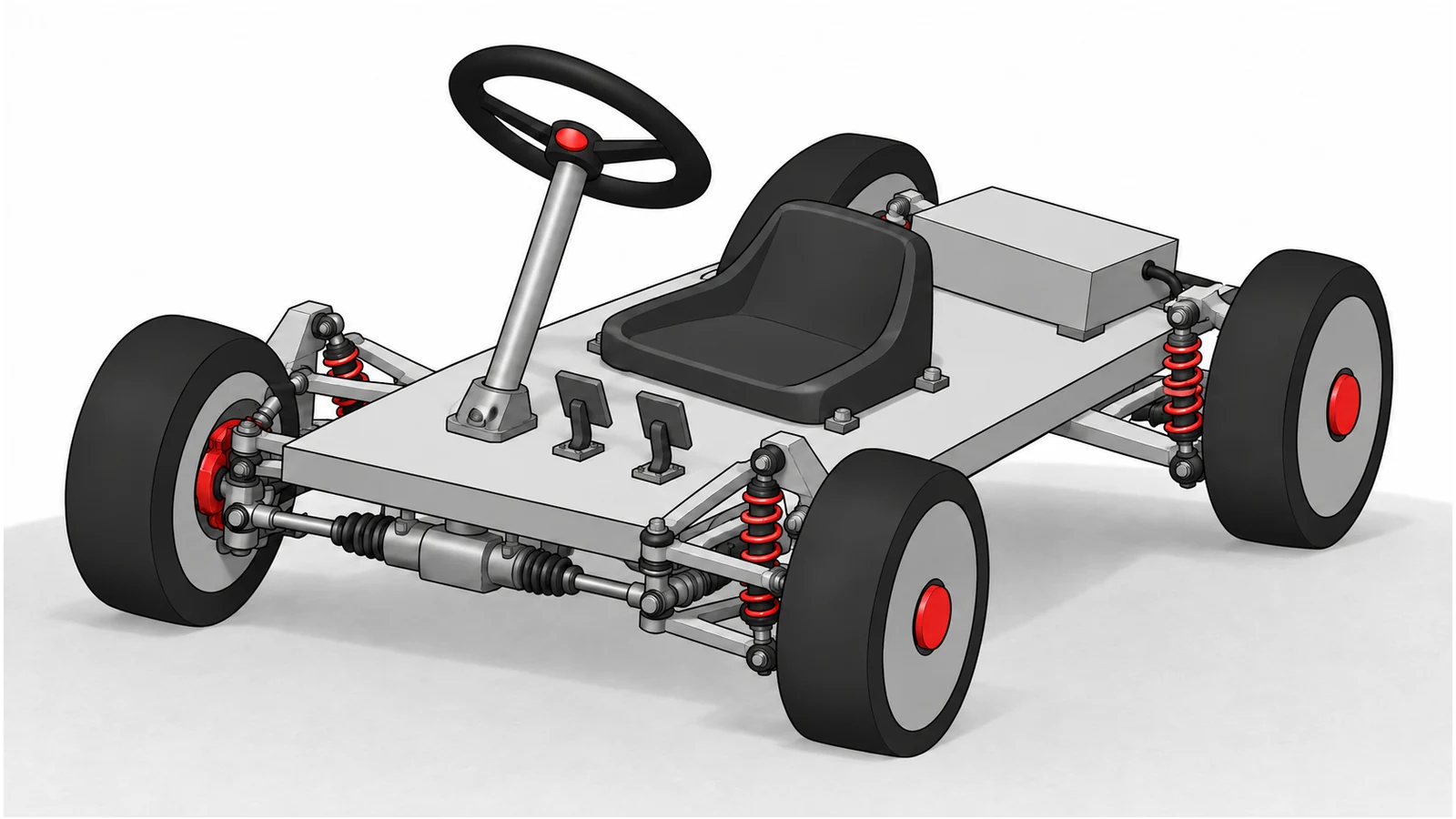 車体のロールを表現した4輪の簡易自動車とサスペンションの挿絵